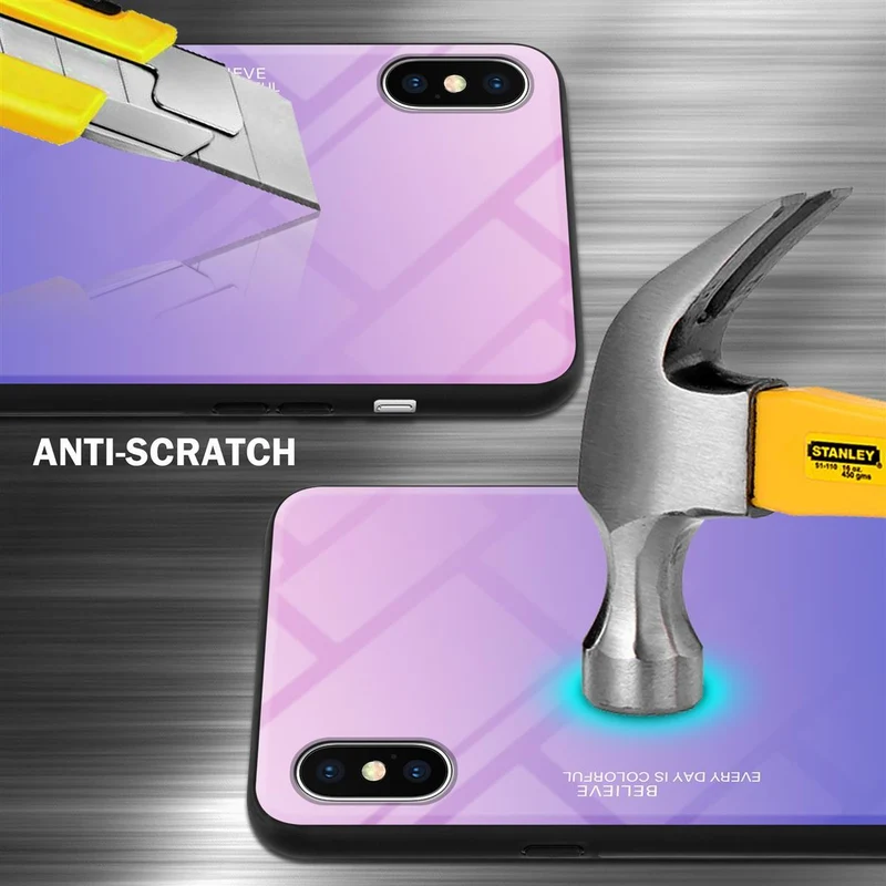 Cadorabo Hülle kompatibel mit Apple iPhone XS MAX Zweifarbige Schutzhülle aus Tempered Glas und TPU Silikon