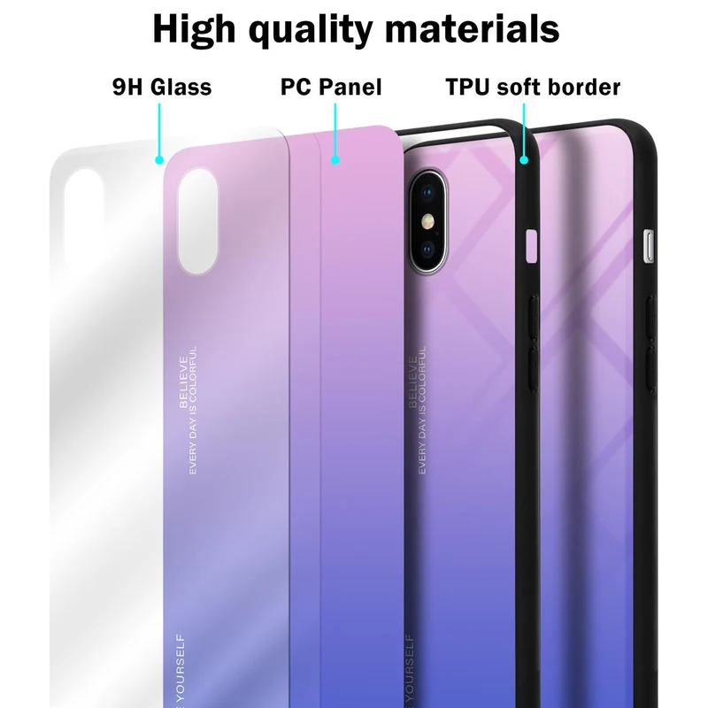 Cadorabo Hülle kompatibel mit Apple iPhone XS MAX Zweifarbige Schutzhülle aus Tempered Glas und TPU Silikon