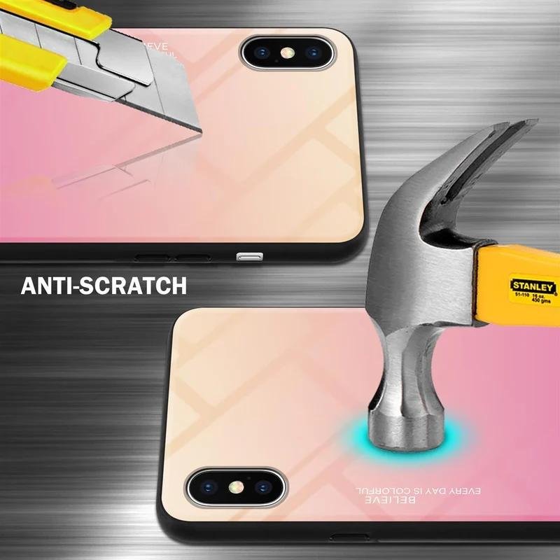 Cadorabo Hülle kompatibel mit Apple iPhone XS MAX Zweifarbige Schutzhülle aus Tempered Glas und TPU Silikon