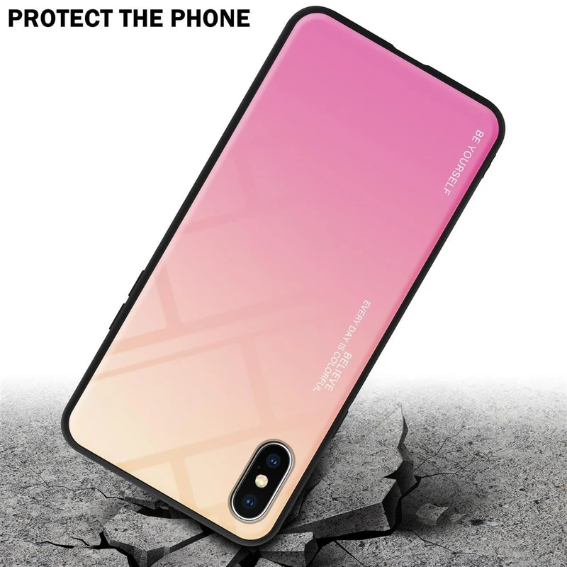 Cadorabo Hülle kompatibel mit Apple iPhone XS MAX Zweifarbige Schutzhülle aus Tempered Glas und TPU Silikon