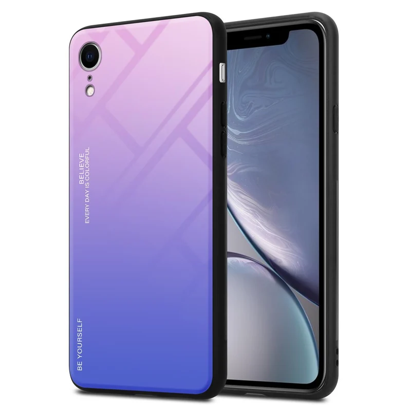 Cadorabo Hülle kompatibel mit Apple iPhone XR Zweifarbige Schutzhülle aus Tempered Glas und TPU Silikon