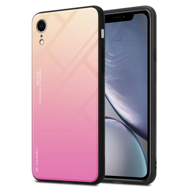 Cadorabo Hülle kompatibel mit Apple iPhone XR Zweifarbige Schutzhülle aus Tempered Glas und TPU Silikon