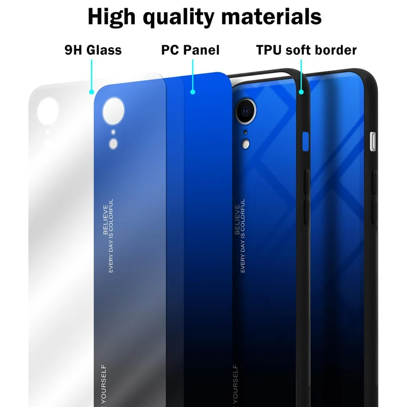 Cadorabo Hülle kompatibel mit Apple iPhone XR Zweifarbige Schutzhülle aus Tempered Glas und TPU Silikon