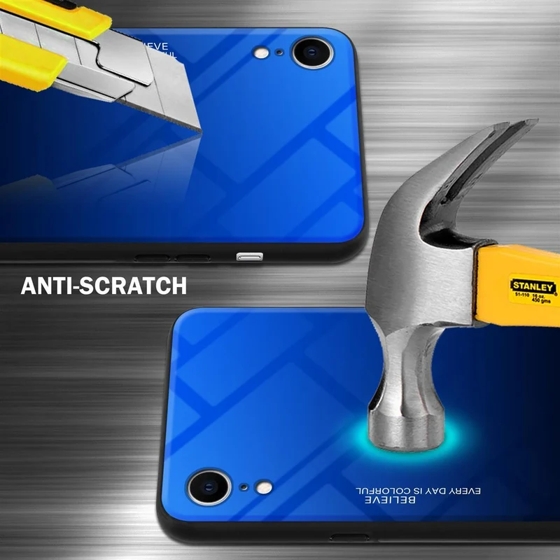 Cadorabo Hülle kompatibel mit Apple iPhone XR Zweifarbige Schutzhülle aus Tempered Glas und TPU Silikon