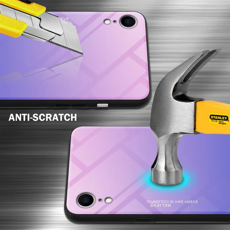 Cadorabo Hülle kompatibel mit Apple iPhone XR Zweifarbige Schutzhülle aus Tempered Glas und TPU Silikon