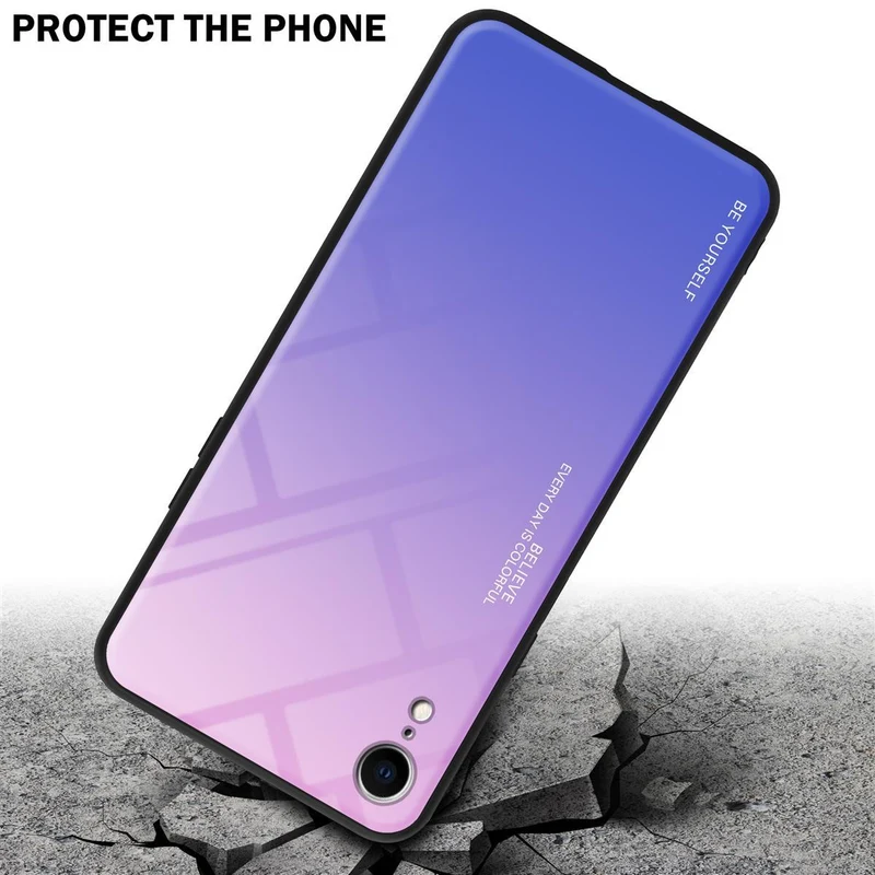 Cadorabo Hülle kompatibel mit Apple iPhone XR Zweifarbige Schutzhülle aus Tempered Glas und TPU Silikon