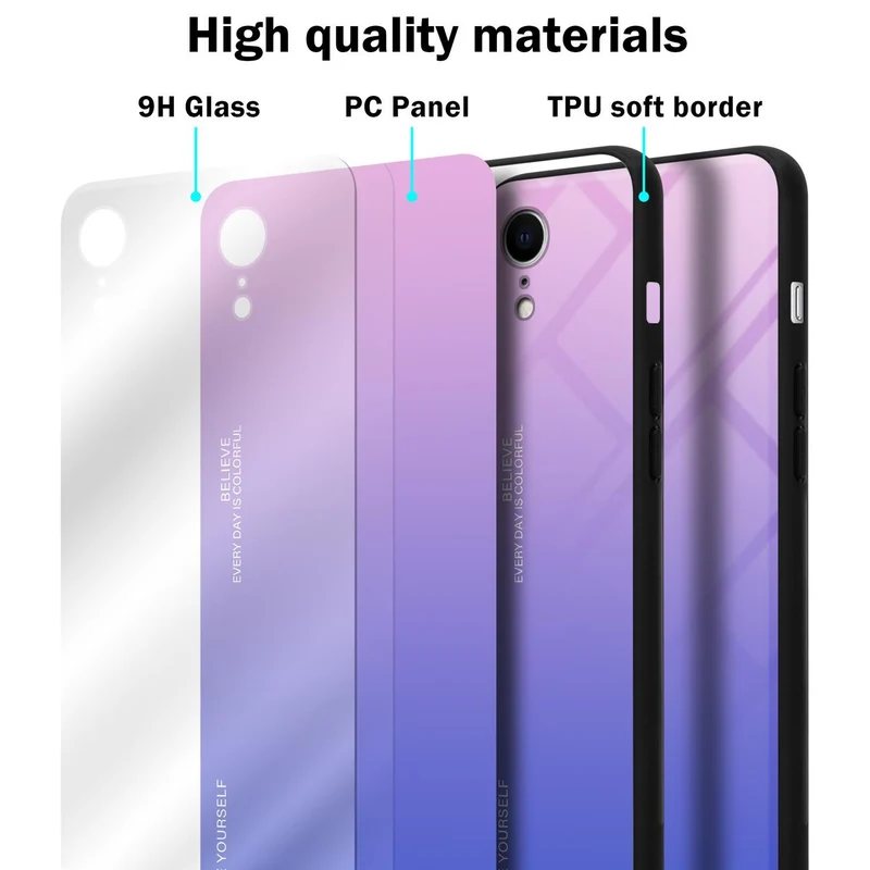 Cadorabo Hülle kompatibel mit Apple iPhone XR Zweifarbige Schutzhülle aus Tempered Glas und TPU Silikon