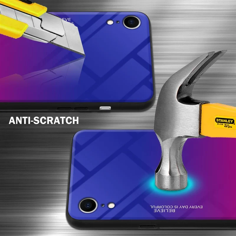 Cadorabo Hülle kompatibel mit Apple iPhone XR Zweifarbige Schutzhülle aus Tempered Glas und TPU Silikon