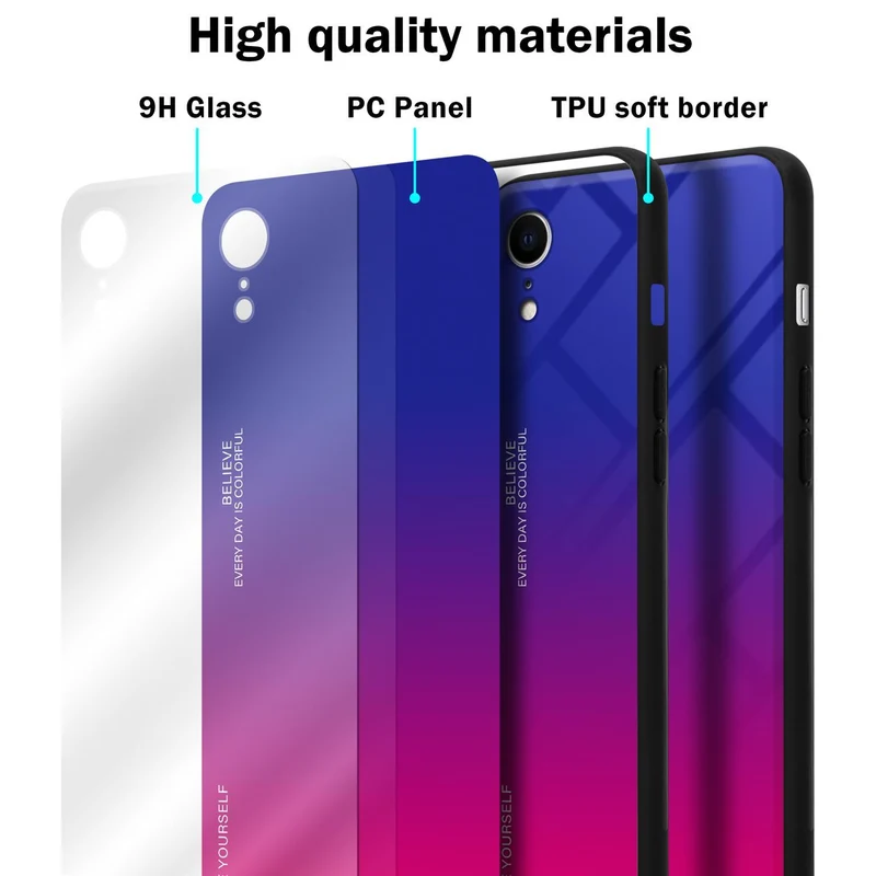 Cadorabo Hülle kompatibel mit Apple iPhone XR Zweifarbige Schutzhülle aus Tempered Glas und TPU Silikon