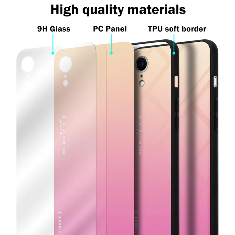 Cadorabo Hülle kompatibel mit Apple iPhone XR Zweifarbige Schutzhülle aus Tempered Glas und TPU Silikon