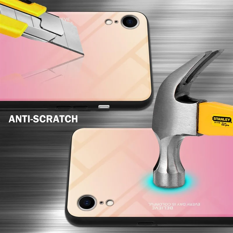 Cadorabo Hülle kompatibel mit Apple iPhone XR Zweifarbige Schutzhülle aus Tempered Glas und TPU Silikon