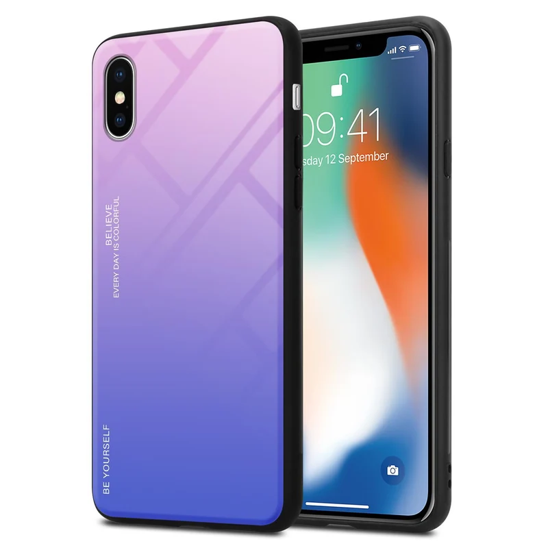 Cadorabo Hülle kompatibel mit Apple iPhone X / XS Zweifarbige Schutzhülle aus Tempered Glas und TPU Silikon