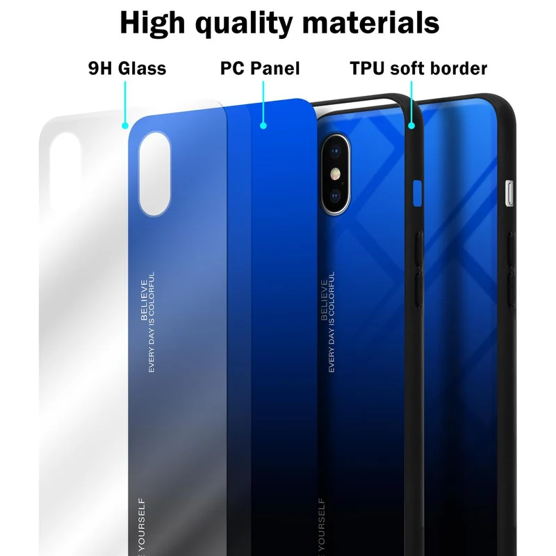 Cadorabo Hülle kompatibel mit Apple iPhone X / XS Zweifarbige Schutzhülle aus Tempered Glas und TPU Silikon