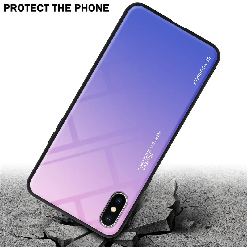 Cadorabo Hülle kompatibel mit Apple iPhone X / XS Zweifarbige Schutzhülle aus Tempered Glas und TPU Silikon