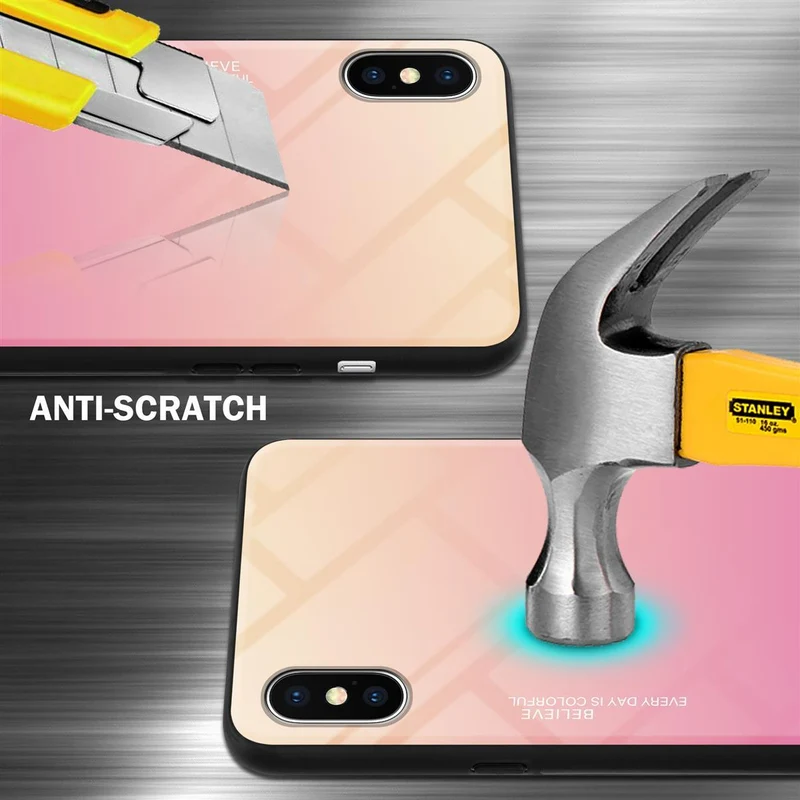 Cadorabo Hülle kompatibel mit Apple iPhone X / XS Zweifarbige Schutzhülle aus Tempered Glas und TPU Silikon