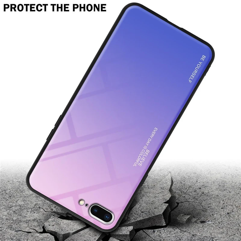 Cadorabo Hülle kompatibel mit Apple iPhone 7 PLUS / 7S PLUS / 8 PLUS Zweifarbige Schutzhülle aus Tempered Glas und TPU Silikon