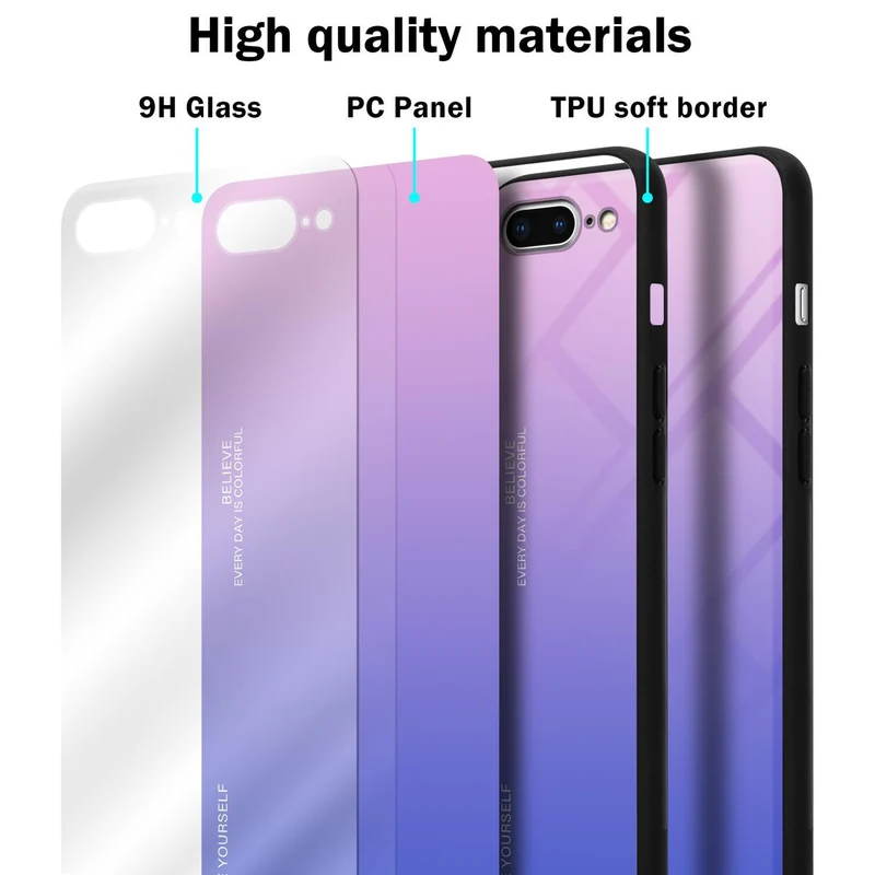 Cadorabo Hülle kompatibel mit Apple iPhone 7 PLUS / 7S PLUS / 8 PLUS Zweifarbige Schutzhülle aus Tempered Glas und TPU Silikon