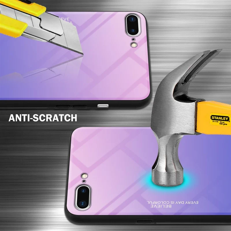 Cadorabo Hülle kompatibel mit Apple iPhone 7 PLUS / 7S PLUS / 8 PLUS Zweifarbige Schutzhülle aus Tempered Glas und TPU Silikon