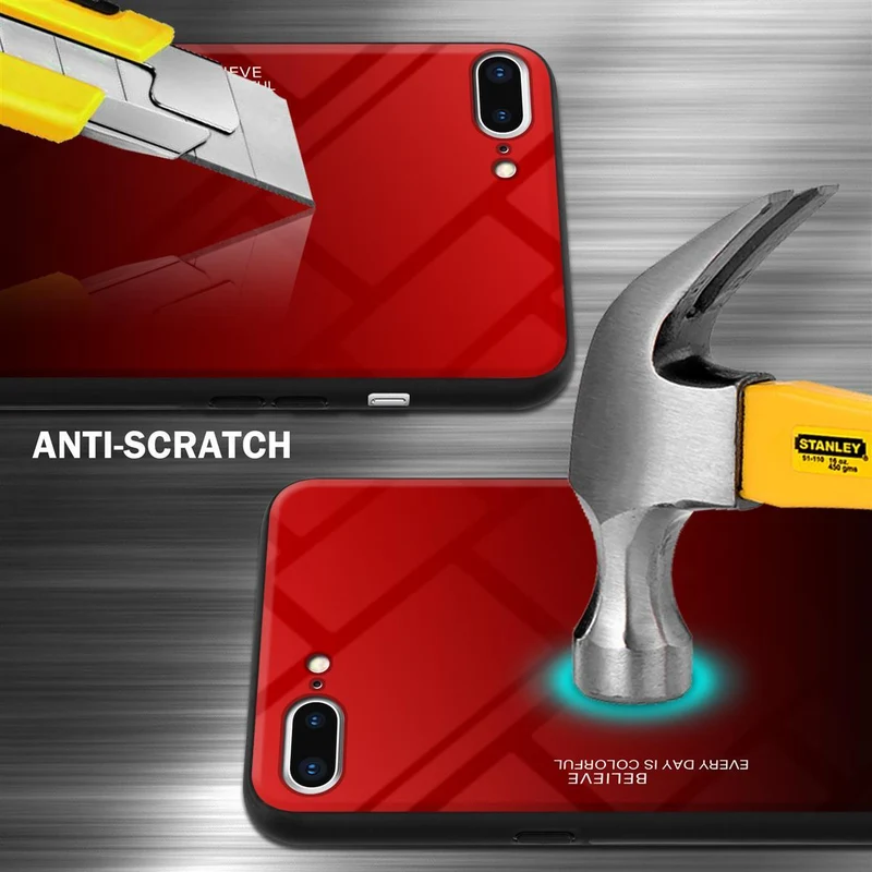 Cadorabo Hülle kompatibel mit Apple iPhone 7 PLUS / 7S PLUS / 8 PLUS Zweifarbige Schutzhülle aus Tempered Glas und TPU Silikon