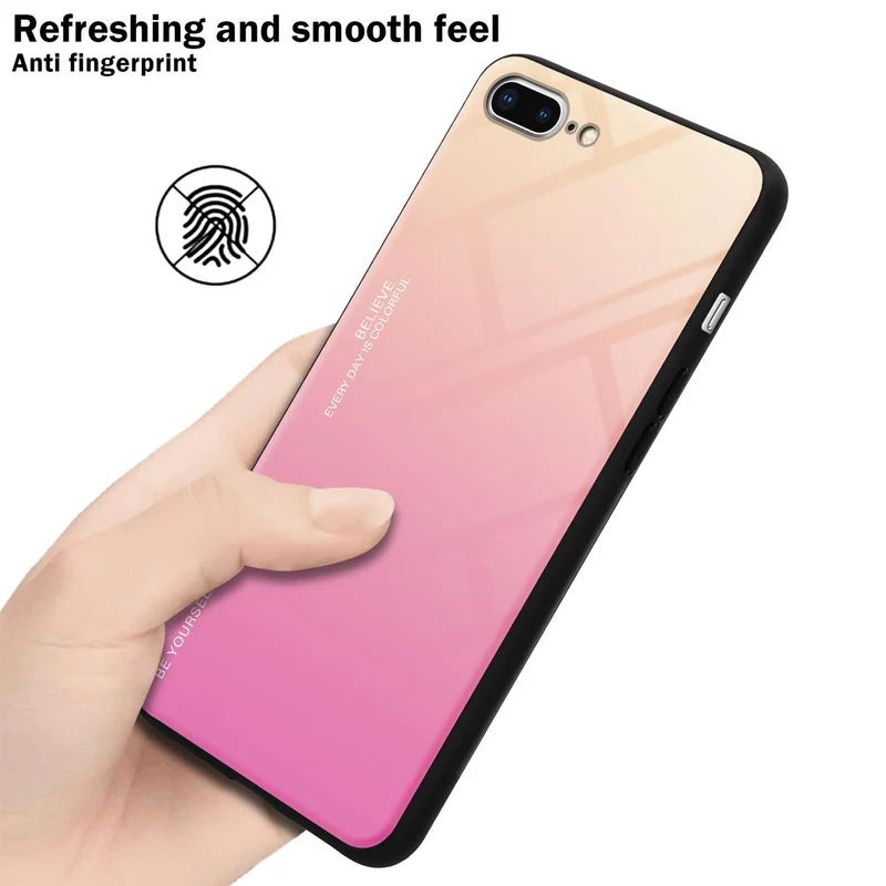 Cadorabo Hülle kompatibel mit Apple iPhone 7 PLUS / 7S PLUS / 8 PLUS Zweifarbige Schutzhülle aus Tempered Glas und TPU Silikon