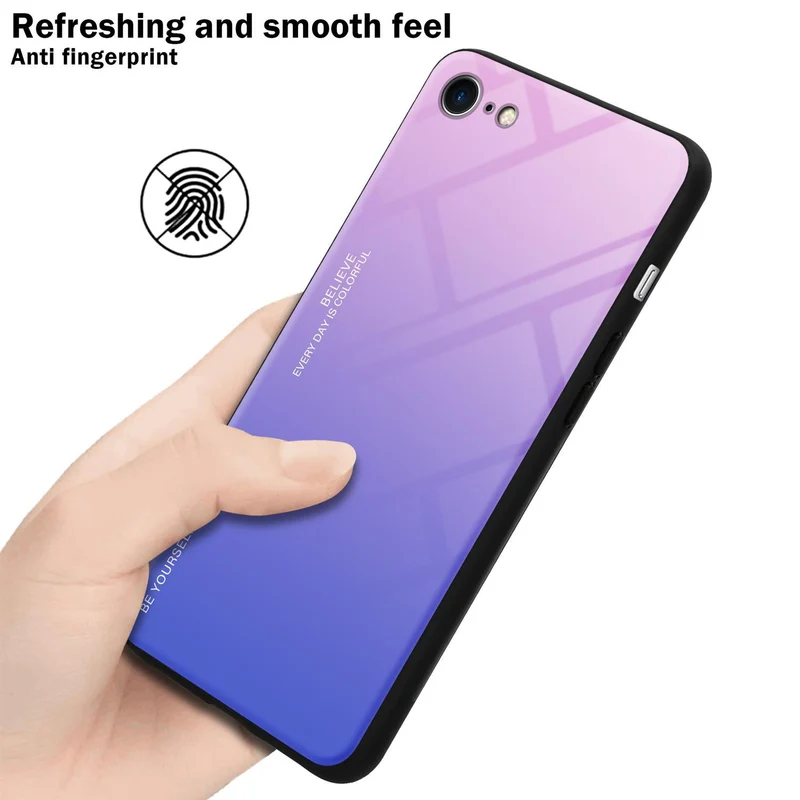 Cadorabo Hülle kompatibel mit Apple iPhone 7 / 7S / 8 / SE 2020 Zweifarbige Schutzhülle aus Tempered Glas und TPU Silikon