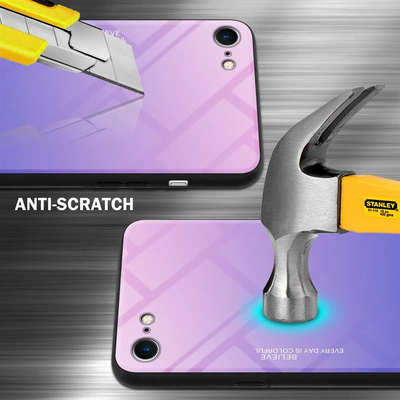 Cadorabo Hülle kompatibel mit Apple iPhone 7 / 7S / 8 / SE 2020 Zweifarbige Schutzhülle aus Tempered Glas und TPU Silikon