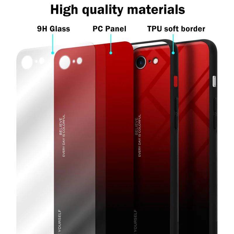 Cadorabo Hülle kompatibel mit Apple iPhone 7 / 7S / 8 / SE 2020 Zweifarbige Schutzhülle aus Tempered Glas und TPU Silikon