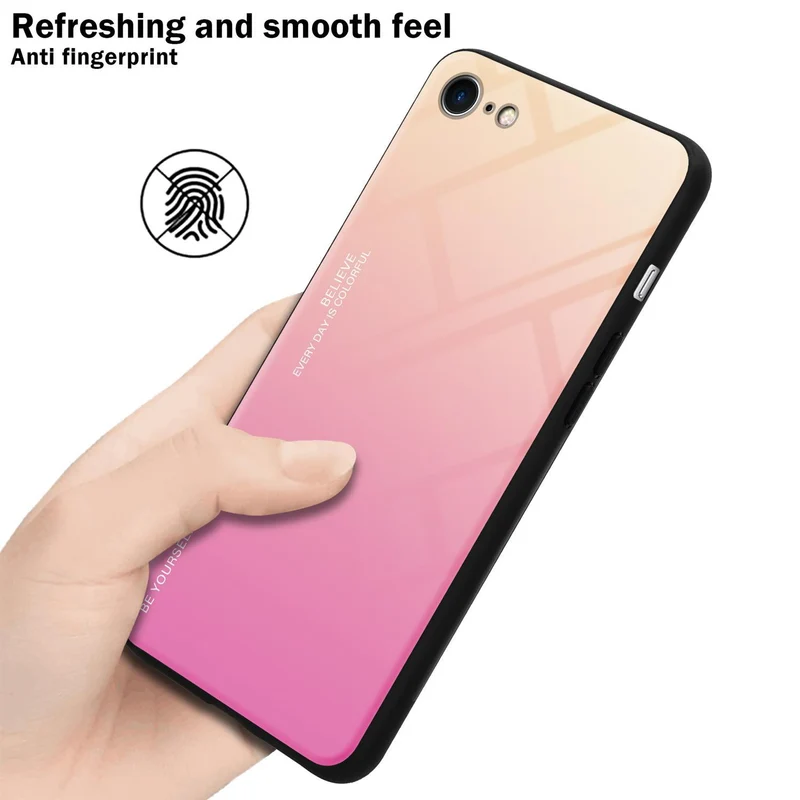 Cadorabo Hülle kompatibel mit Apple iPhone 7 / 7S / 8 / SE 2020 Zweifarbige Schutzhülle aus Tempered Glas und TPU Silikon
