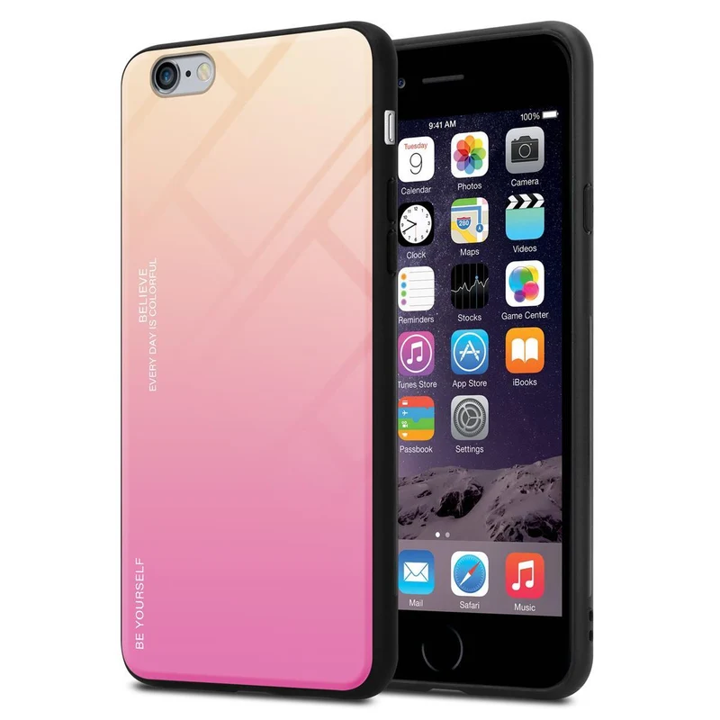 Cadorabo Hülle kompatibel mit Apple iPhone 6 PLUS / 6S PLUS Zweifarbige Schutzhülle aus Tempered Glas und TPU Silikon