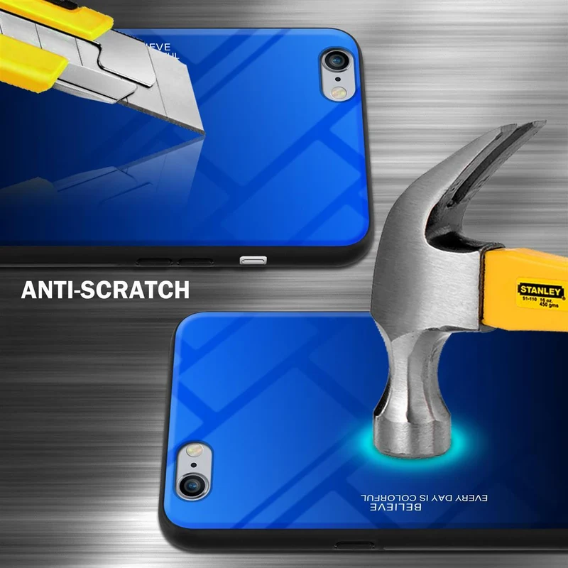 Cadorabo Hülle kompatibel mit Apple iPhone 6 PLUS / 6S PLUS Zweifarbige Schutzhülle aus Tempered Glas und TPU Silikon