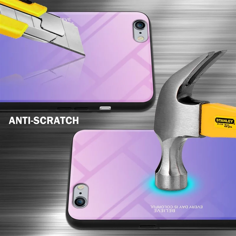 Cadorabo Hülle kompatibel mit Apple iPhone 6 PLUS / 6S PLUS Zweifarbige Schutzhülle aus Tempered Glas und TPU Silikon