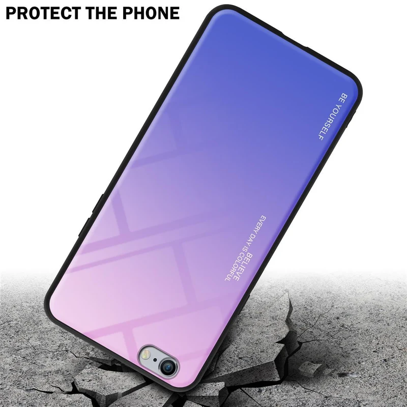 Cadorabo Hülle kompatibel mit Apple iPhone 6 PLUS / 6S PLUS Zweifarbige Schutzhülle aus Tempered Glas und TPU Silikon