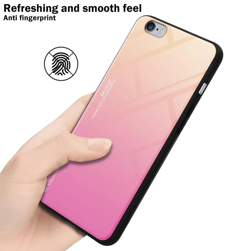 Cadorabo Hülle kompatibel mit Apple iPhone 6 PLUS / 6S PLUS Zweifarbige Schutzhülle aus Tempered Glas und TPU Silikon