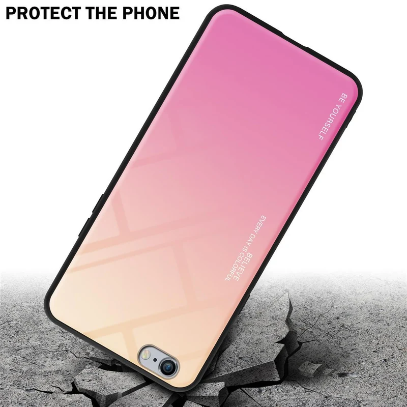 Cadorabo Hülle kompatibel mit Apple iPhone 6 PLUS / 6S PLUS Zweifarbige Schutzhülle aus Tempered Glas und TPU Silikon
