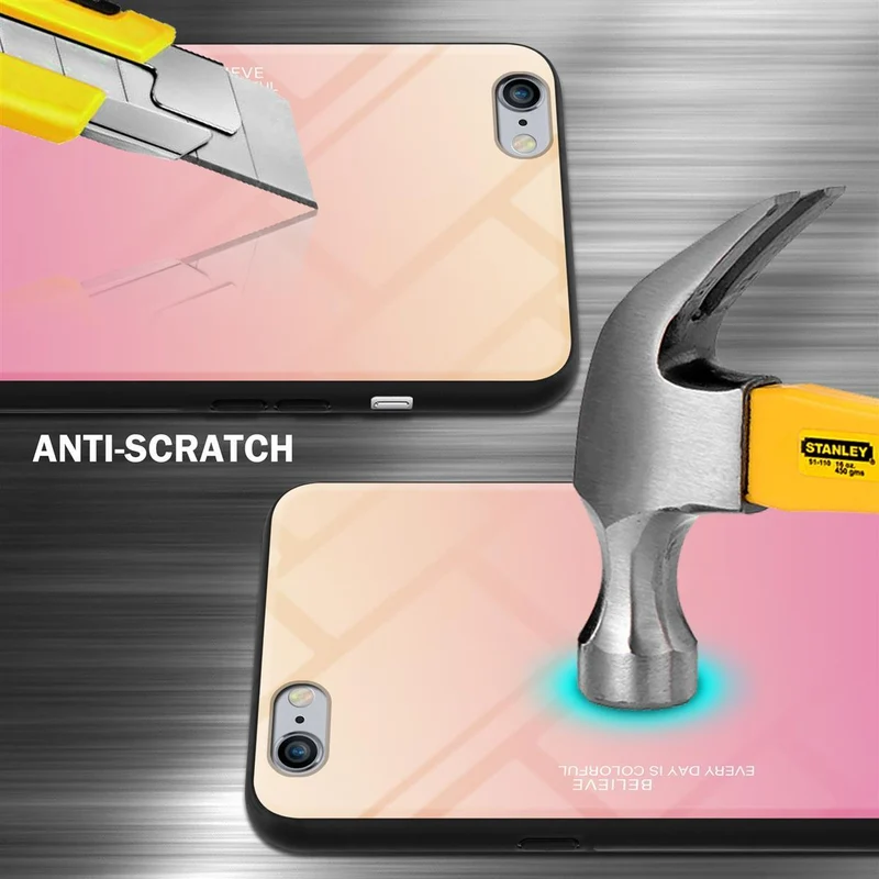 Cadorabo Hülle kompatibel mit Apple iPhone 6 PLUS / 6S PLUS Zweifarbige Schutzhülle aus Tempered Glas und TPU Silikon