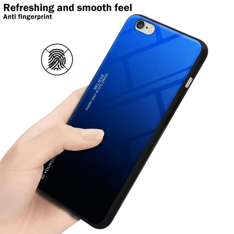 Cadorabo Hülle kompatibel mit Apple iPhone 6 / 6S Zweifarbige Schutzhülle aus Tempered Glas und TPU Silikon