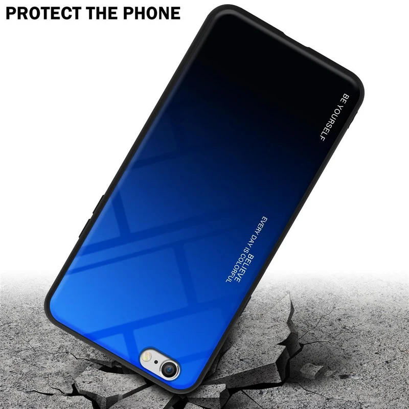 Cadorabo Hülle kompatibel mit Apple iPhone 6 / 6S Zweifarbige Schutzhülle aus Tempered Glas und TPU Silikon