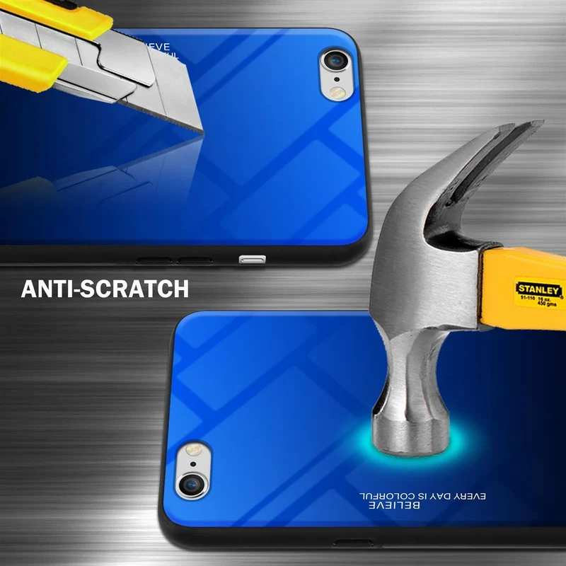 Cadorabo Hülle kompatibel mit Apple iPhone 6 / 6S Zweifarbige Schutzhülle aus Tempered Glas und TPU Silikon