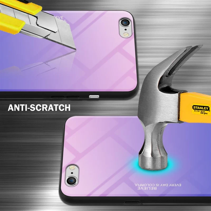 Cadorabo Hülle kompatibel mit Apple iPhone 6 / 6S Zweifarbige Schutzhülle aus Tempered Glas und TPU Silikon