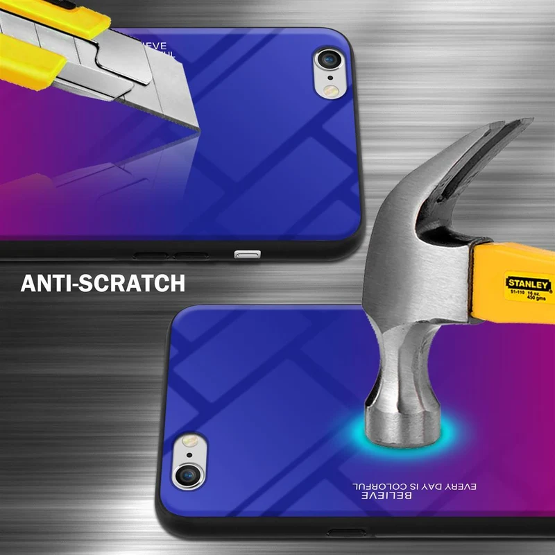 Cadorabo Hülle kompatibel mit Apple iPhone 6 / 6S Zweifarbige Schutzhülle aus Tempered Glas und TPU Silikon