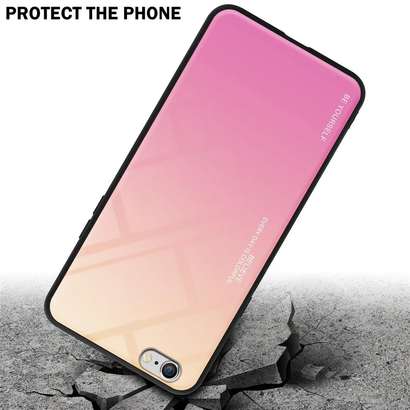 Cadorabo Hülle kompatibel mit Apple iPhone 6 / 6S Zweifarbige Schutzhülle aus Tempered Glas und TPU Silikon