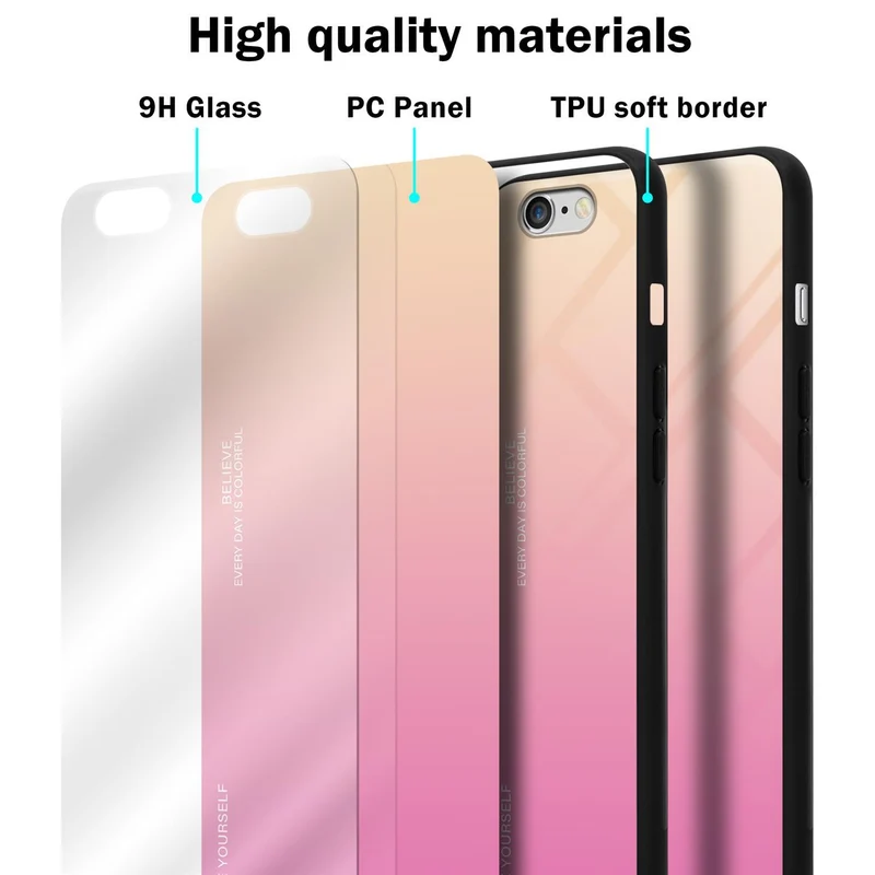 Cadorabo Hülle kompatibel mit Apple iPhone 6 / 6S Zweifarbige Schutzhülle aus Tempered Glas und TPU Silikon