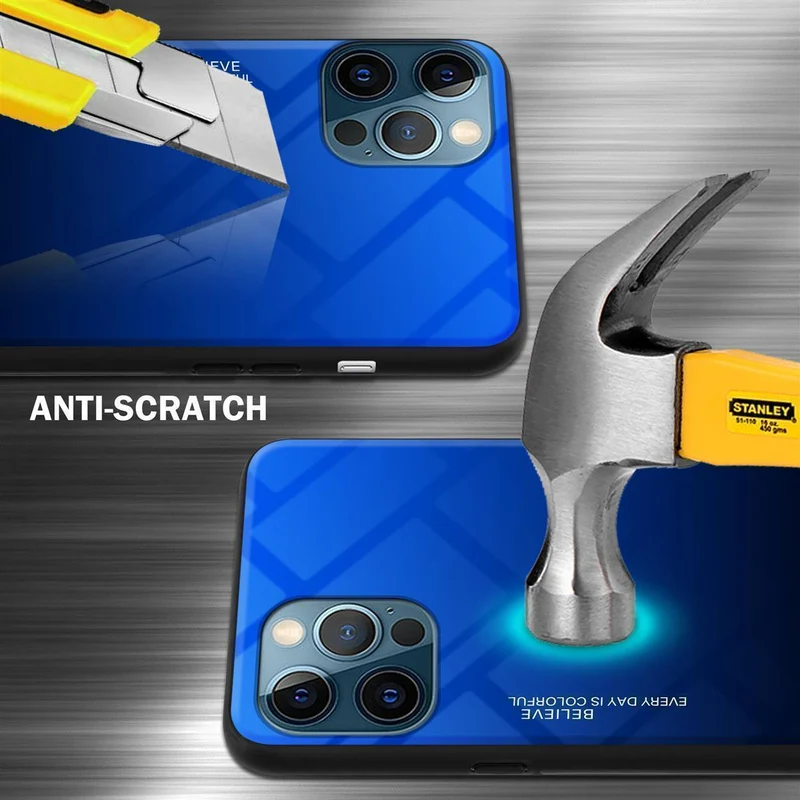Cadorabo Hülle kompatibel mit Apple iPhone 12 PRO MAX Zweifarbige Schutzhülle aus Tempered Glas und TPU Silikon