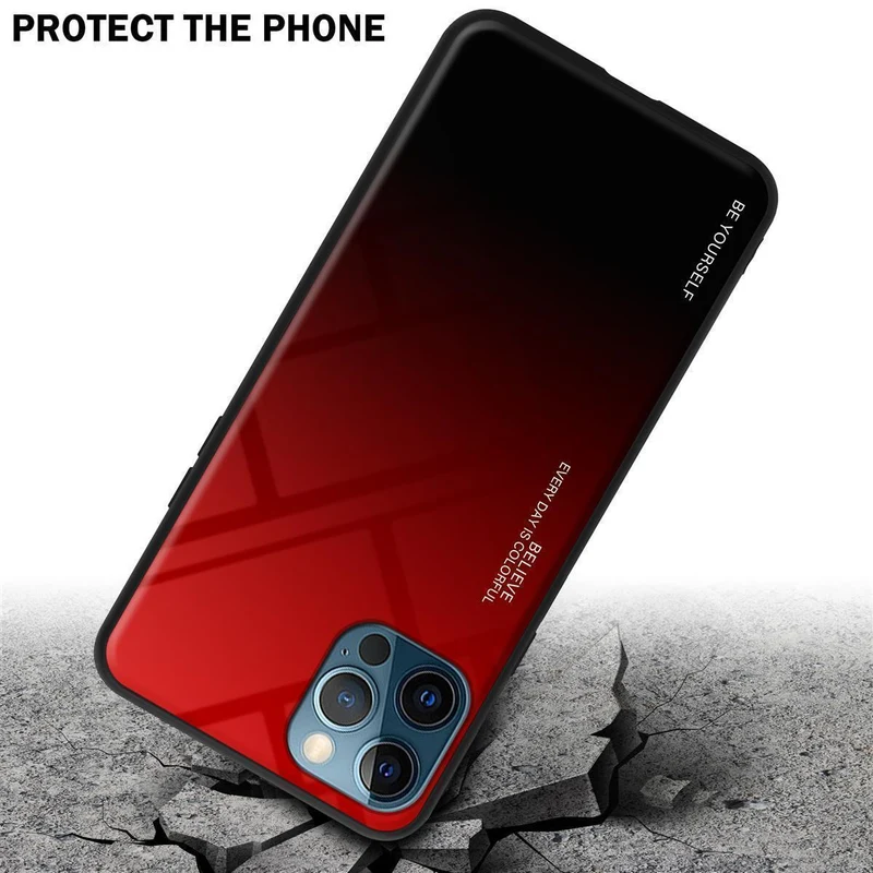 Cadorabo Hülle kompatibel mit Apple iPhone 12 PRO MAX Zweifarbige Schutzhülle aus Tempered Glas und TPU Silikon