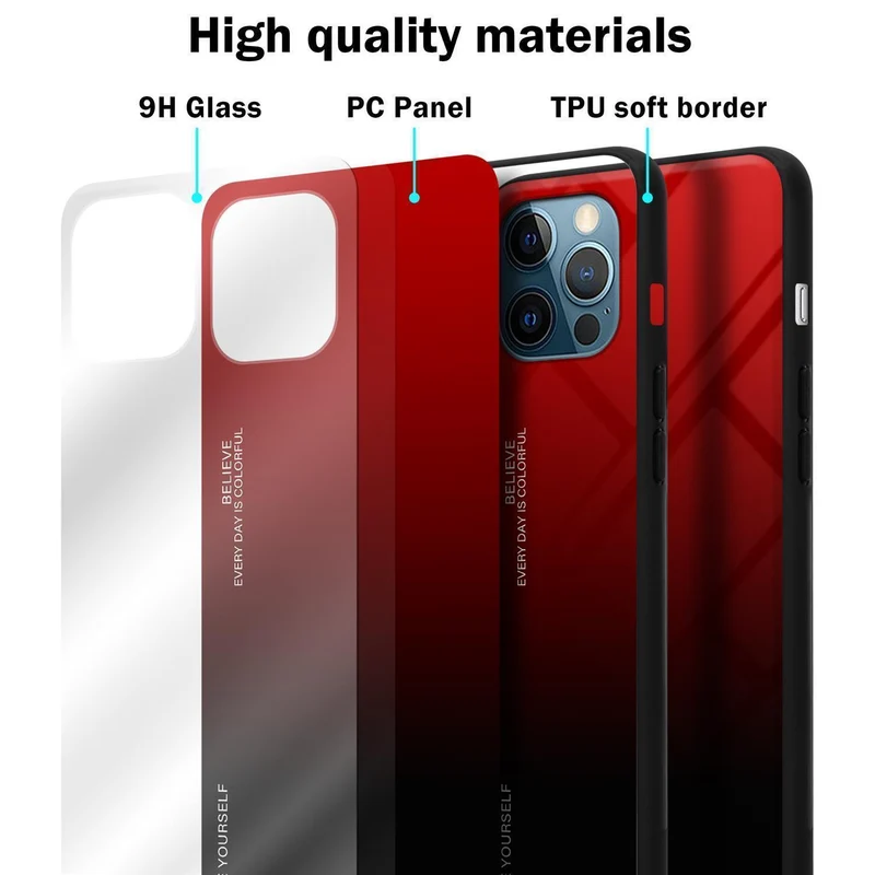Cadorabo Hülle kompatibel mit Apple iPhone 12 PRO MAX Zweifarbige Schutzhülle aus Tempered Glas und TPU Silikon