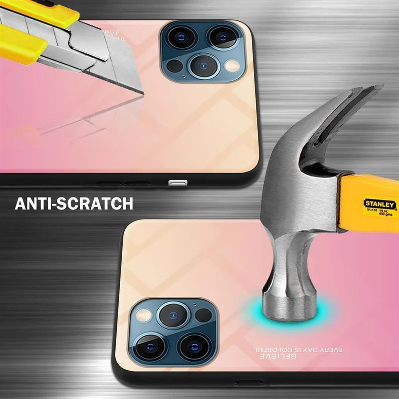 Cadorabo Hülle kompatibel mit Apple iPhone 12 PRO MAX Zweifarbige Schutzhülle aus Tempered Glas und TPU Silikon