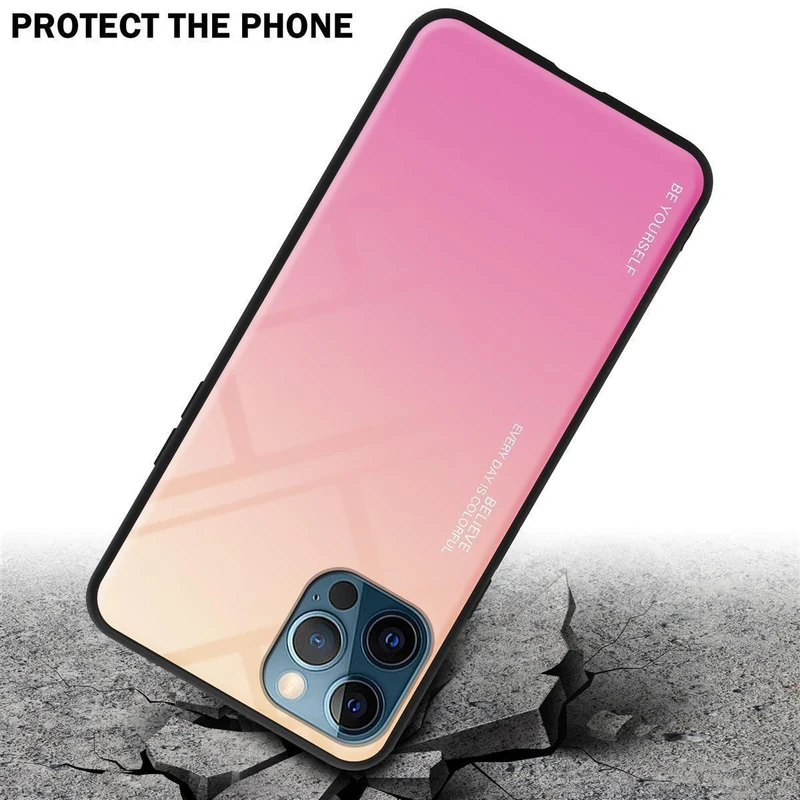 Cadorabo Hülle kompatibel mit Apple iPhone 12 PRO MAX Zweifarbige Schutzhülle aus Tempered Glas und TPU Silikon