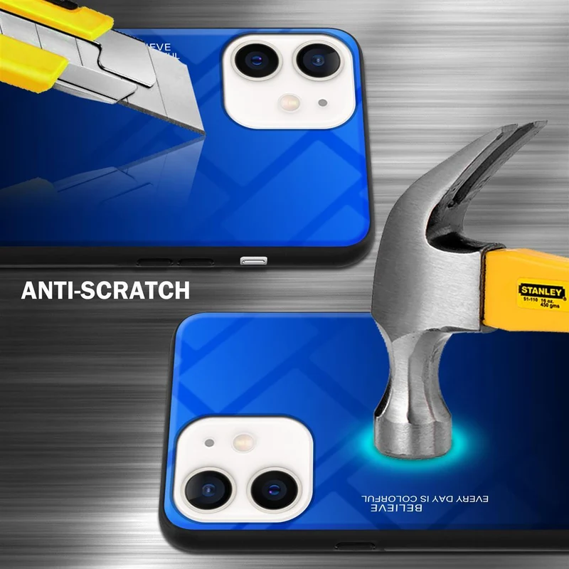 Cadorabo Hülle kompatibel mit Apple iPhone 12 MINI Zweifarbige Schutzhülle aus Tempered Glas und TPU Silikon