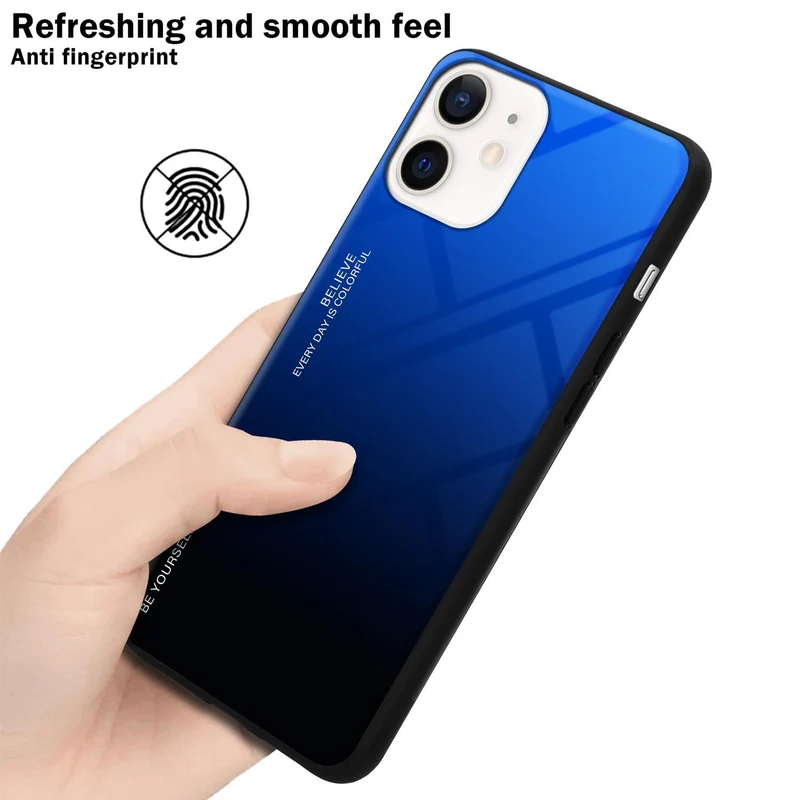 Cadorabo Hülle kompatibel mit Apple iPhone 12 MINI Zweifarbige Schutzhülle aus Tempered Glas und TPU Silikon