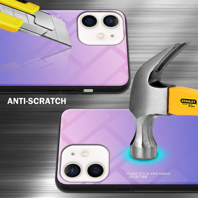 Cadorabo Hülle kompatibel mit Apple iPhone 12 MINI Zweifarbige Schutzhülle aus Tempered Glas und TPU Silikon